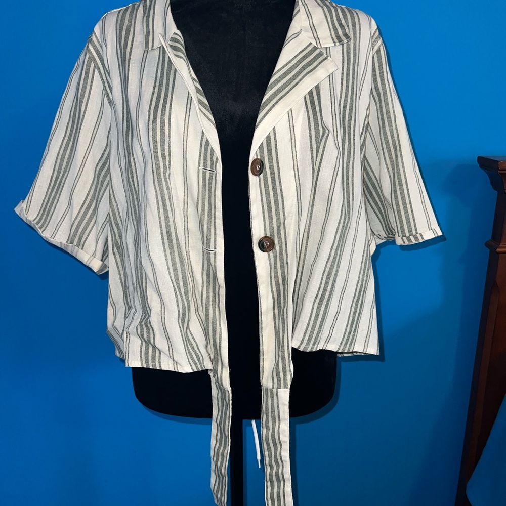 Striped Button-Up Women's Top